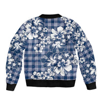 Hibiscus Pakala Cobalt Blue Royal Sleeve Zip Bomber Jacket Tropical Floral Stylized LT01 - Polynesian Pride