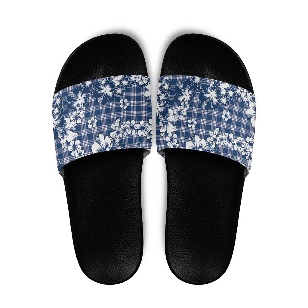 Hibiscus Pakala Cobalt Blue Royal Slide Sandals Tropical Floral Stylized LT01 Blue - Polynesian Pride