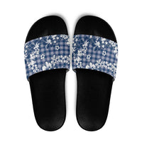 Hibiscus Pakala Cobalt Blue Royal Slide Sandals Tropical Floral Stylized LT01 Blue - Polynesian Pride