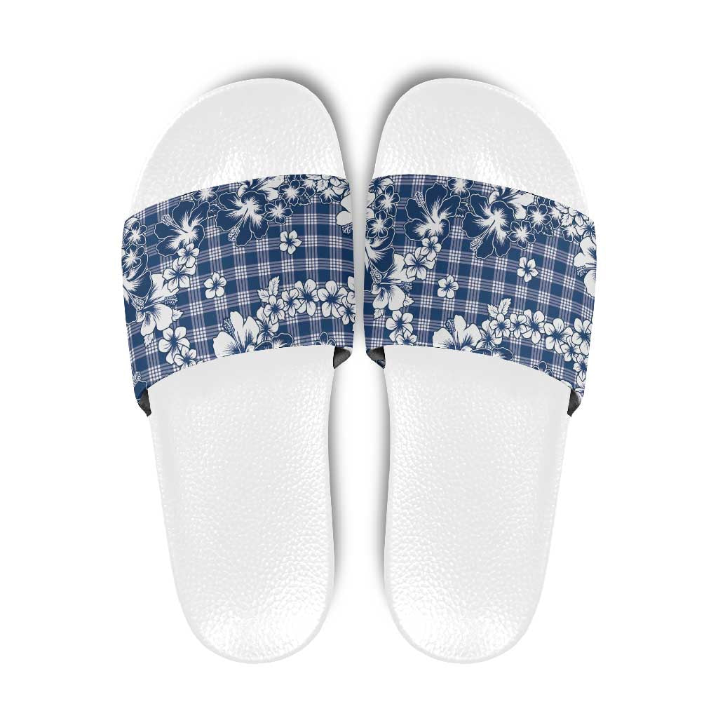 Hibiscus Pakala Cobalt Blue Royal Slide Sandals Tropical Floral Stylized LT01 Blue - Polynesian Pride