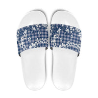Hibiscus Pakala Cobalt Blue Royal Slide Sandals Tropical Floral Stylized LT01 Blue - Polynesian Pride
