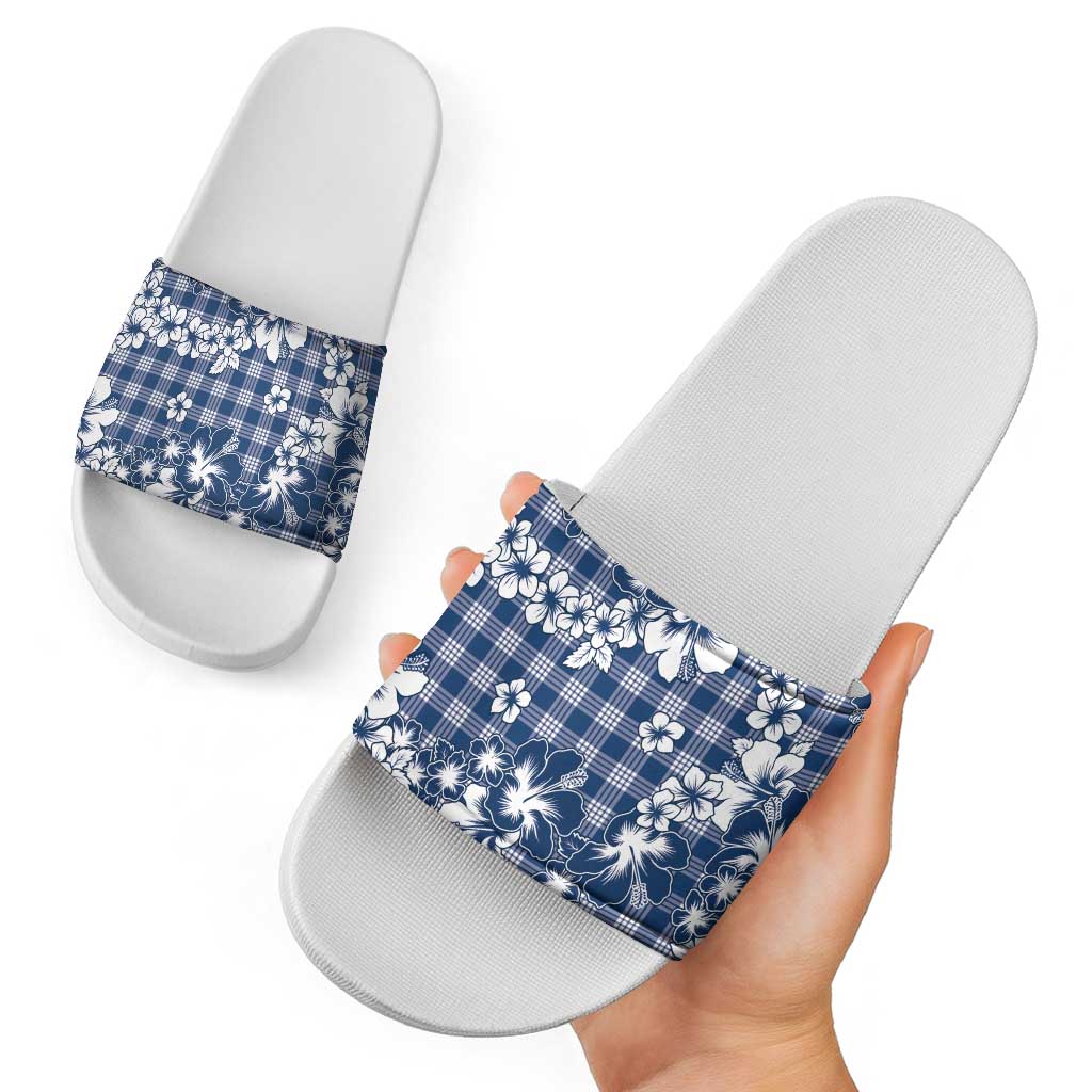 Hibiscus Pakala Cobalt Blue Royal Slide Sandals Tropical Floral Stylized LT01 - Polynesian Pride