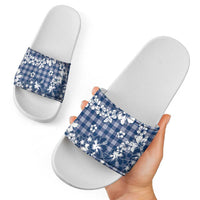 Hibiscus Pakala Cobalt Blue Royal Slide Sandals Tropical Floral Stylized LT01 - Polynesian Pride