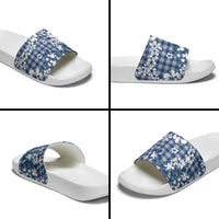 Hibiscus Pakala Cobalt Blue Royal Slide Sandals Tropical Floral Stylized LT01 - Polynesian Pride