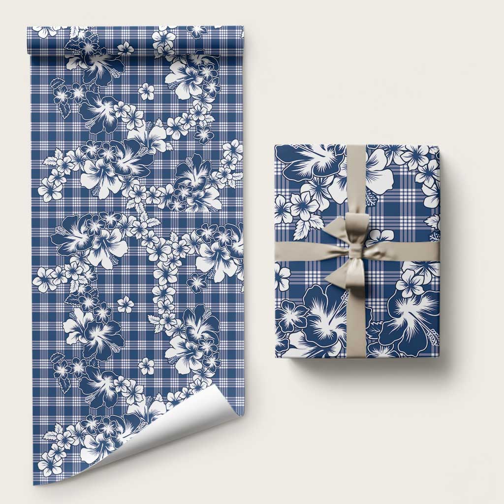Hibiscus Pakala Cobalt Blue Royal Wrapping Paper Tropical Floral Stylized LT01 58" × 23" Blue - Polynesian Pride