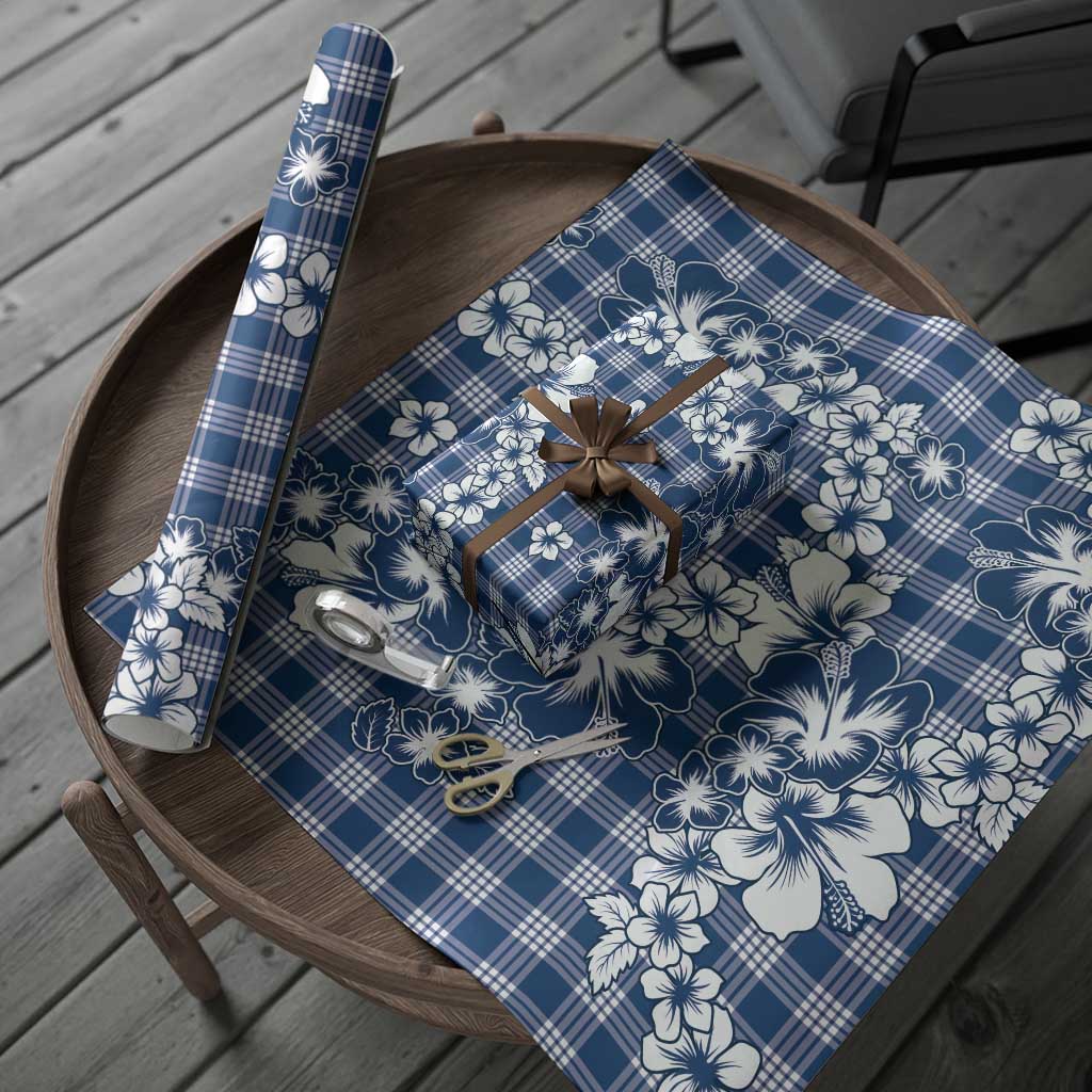 Hibiscus Pakala Cobalt Blue Royal Wrapping Paper Tropical Floral Stylized LT01 - Polynesian Pride