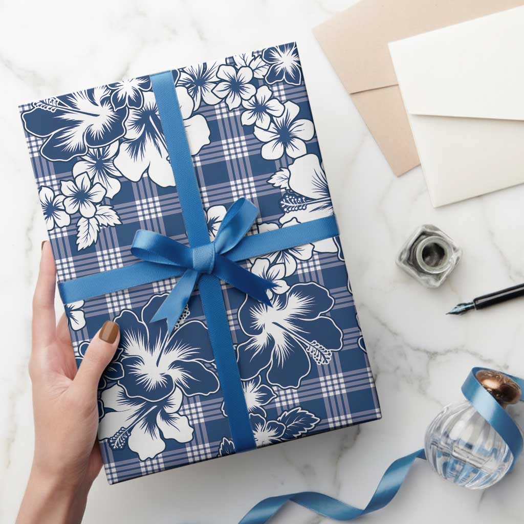 Hibiscus Pakala Cobalt Blue Royal Wrapping Paper Tropical Floral Stylized LT01 - Polynesian Pride