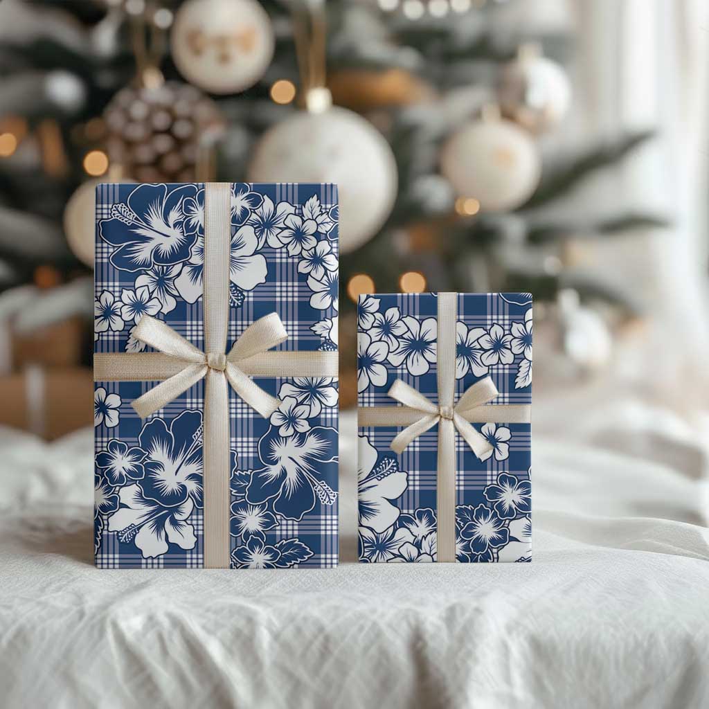 Hibiscus Pakala Cobalt Blue Royal Wrapping Paper Tropical Floral Stylized LT01 - Polynesian Pride