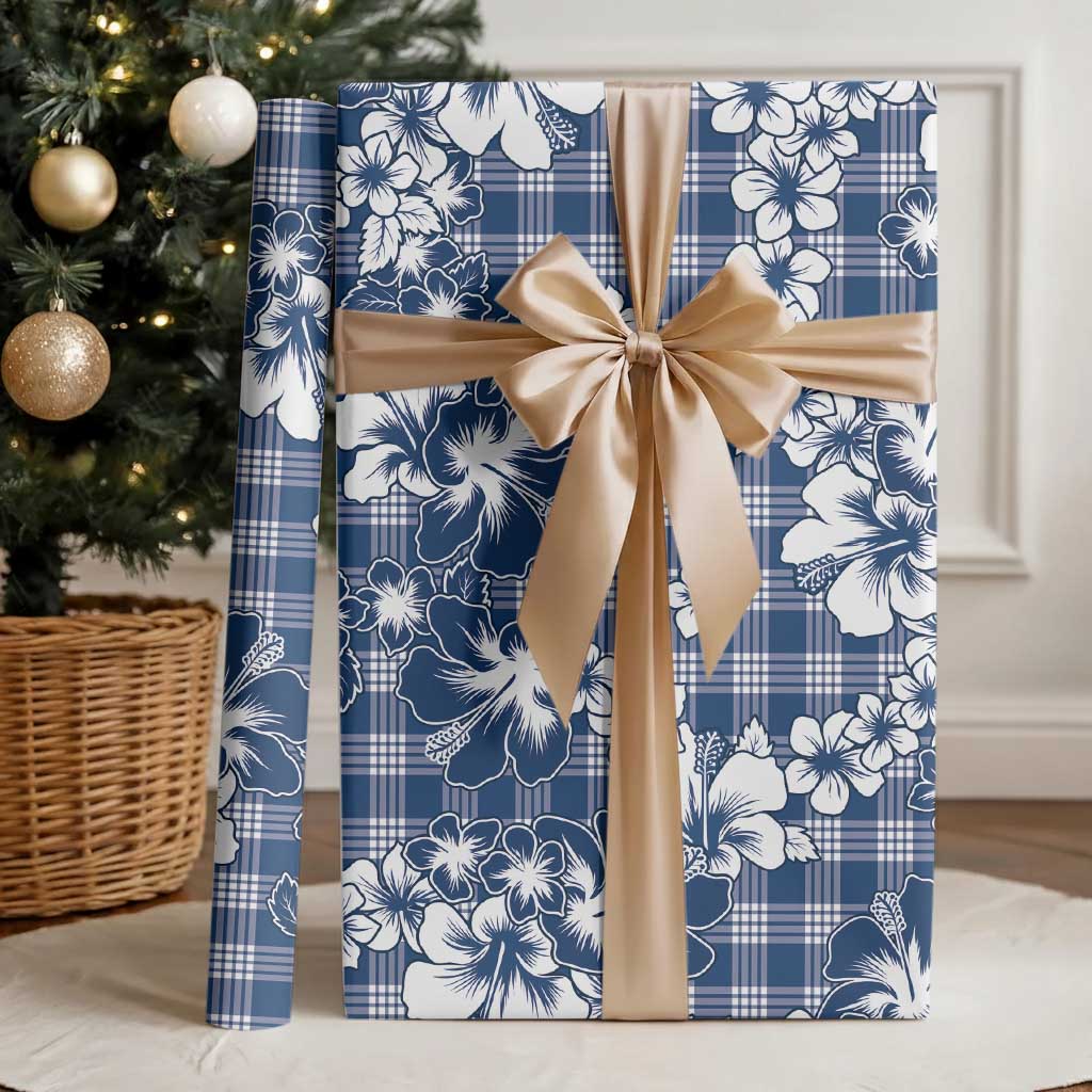 Hibiscus Pakala Cobalt Blue Royal Wrapping Paper Tropical Floral Stylized LT01 - Polynesian Pride