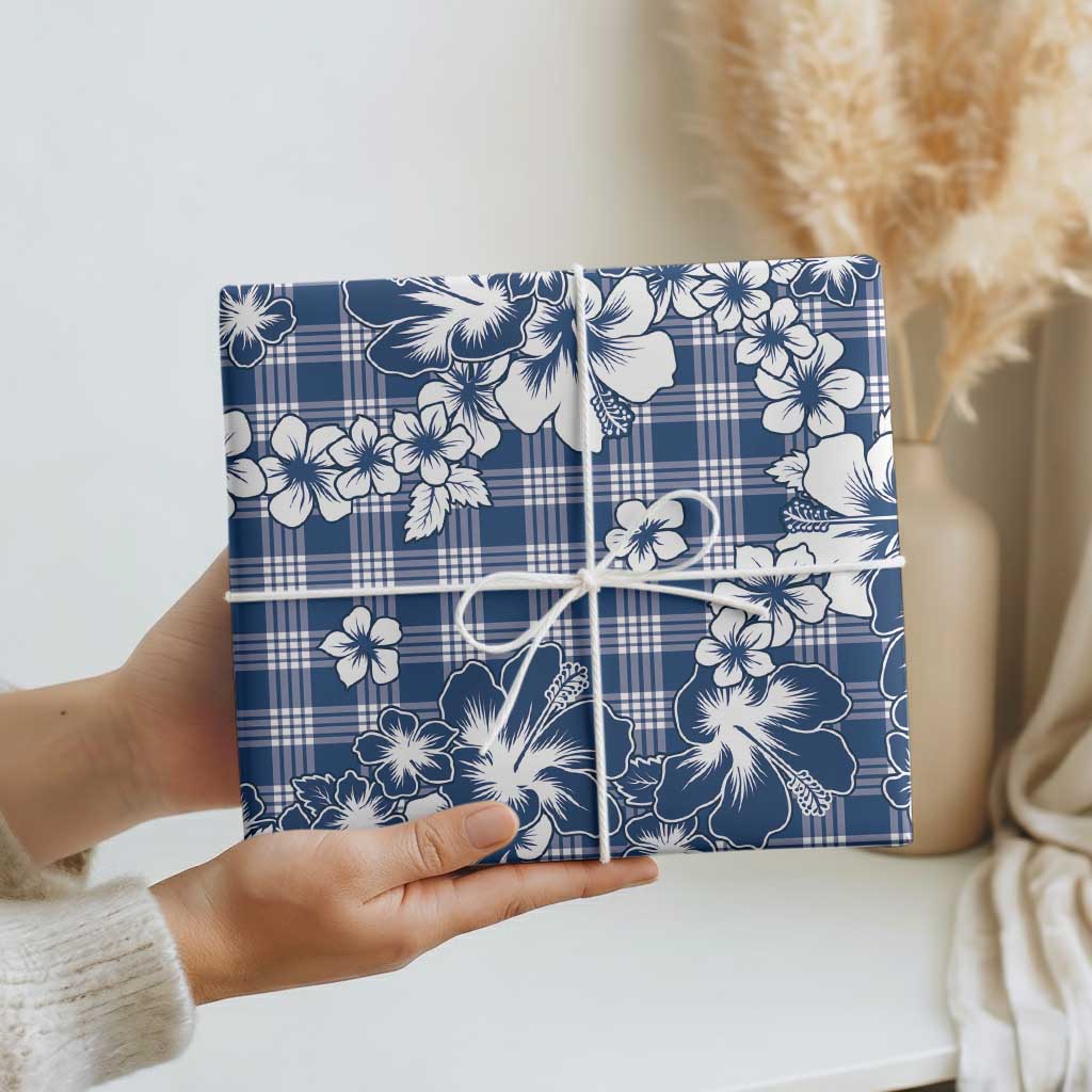 Hibiscus Pakala Cobalt Blue Royal Wrapping Paper Tropical Floral Stylized LT01 - Polynesian Pride