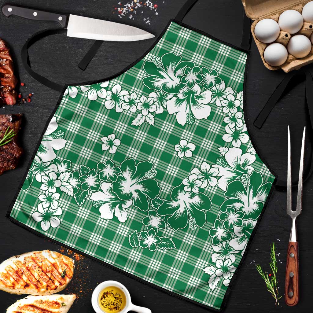 Hibiscus Pakala Emerald Green Apron Tropical Floral Stylized LT01 Green - Polynesian Pride