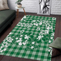 Hibiscus Pakala Emerald Green Area Rug Tropical Floral Stylized LT01 Green - Polynesian Pride