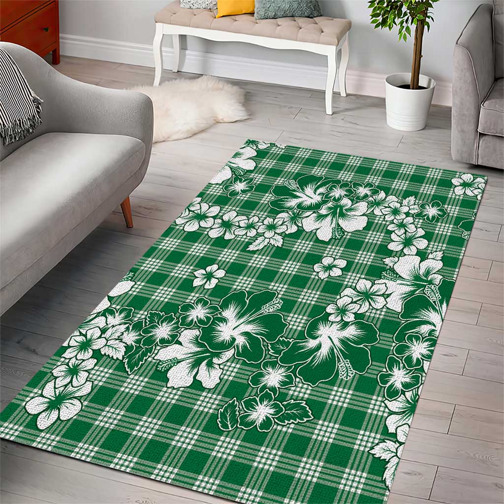 Hibiscus Pakala Emerald Green Area Rug Tropical Floral Stylized LT01 - Polynesian Pride