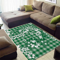 Hibiscus Pakala Emerald Green Area Rug Tropical Floral Stylized LT01 - Polynesian Pride