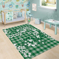 Hibiscus Pakala Emerald Green Area Rug Tropical Floral Stylized LT01 - Polynesian Pride