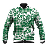 Hibiscus Pakala Emerald Green Baseball Jacket Tropical Floral Stylized LT01 Unisex Green - Polynesian Pride