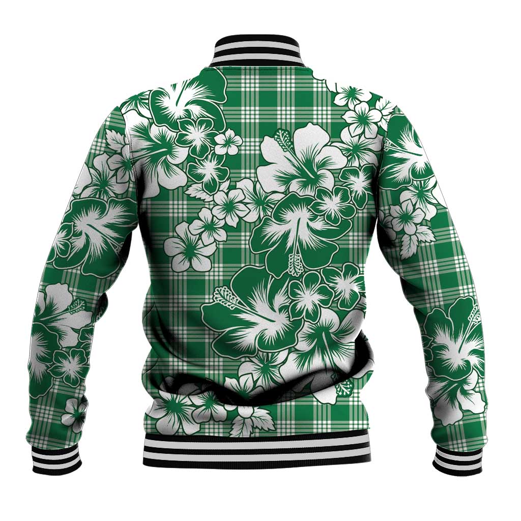 Hibiscus Pakala Emerald Green Baseball Jacket Tropical Floral Stylized LT01 - Polynesian Pride