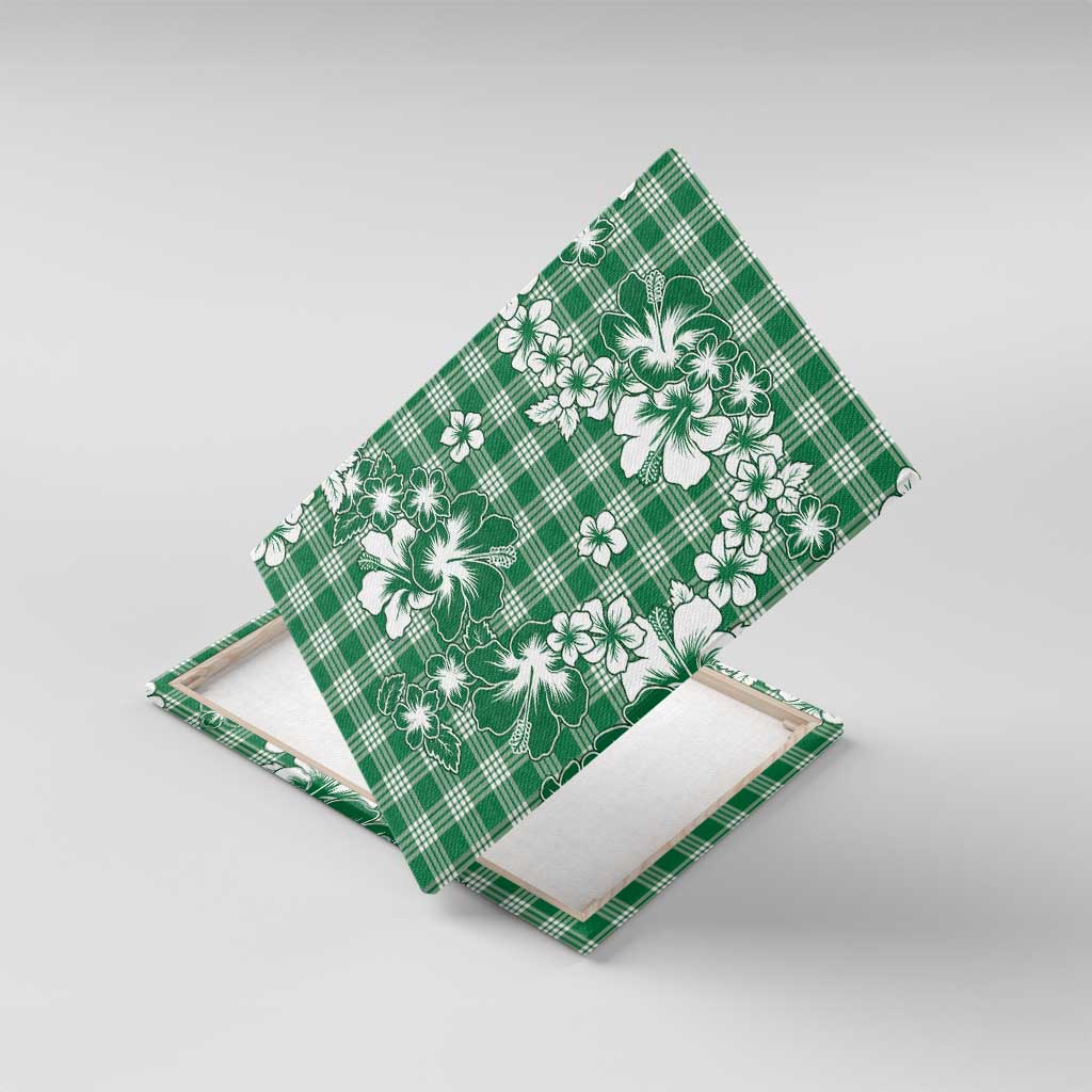 Hibiscus Pakala Emerald Green Canvas Wall Art Tropical Floral Stylized LT01 With Frame Green - Polynesian Pride