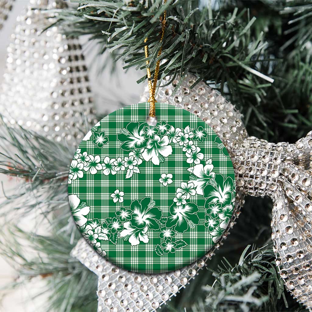 Hibiscus Pakala Emerald Green Ceramic Ornament Tropical Floral Stylized LT01 - Polynesian Pride