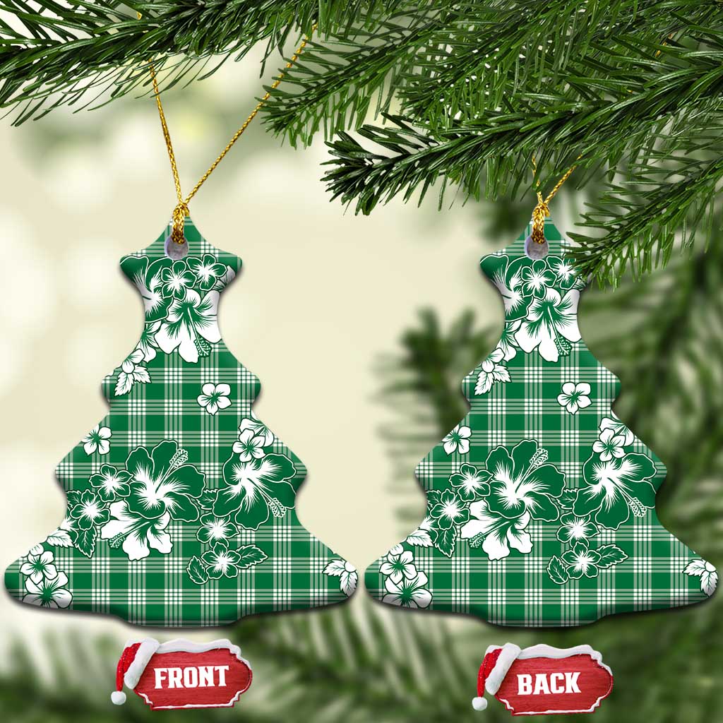 Hibiscus Pakala Emerald Green Ceramic Ornament Tropical Floral Stylized LT01 Christmas Tree Green - Polynesian Pride