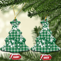 Hibiscus Pakala Emerald Green Ceramic Ornament Tropical Floral Stylized LT01 Christmas Tree Green - Polynesian Pride