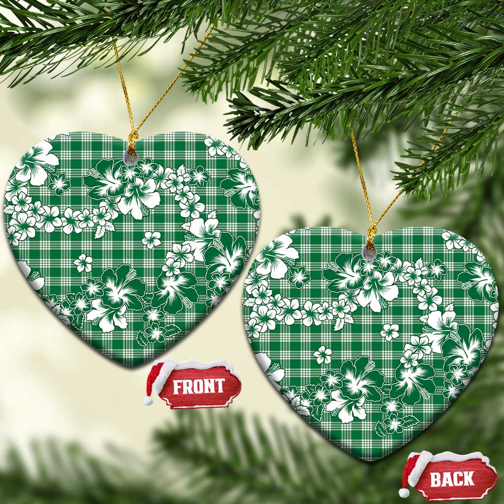 Hibiscus Pakala Emerald Green Ceramic Ornament Tropical Floral Stylized LT01 Heart Green - Polynesian Pride