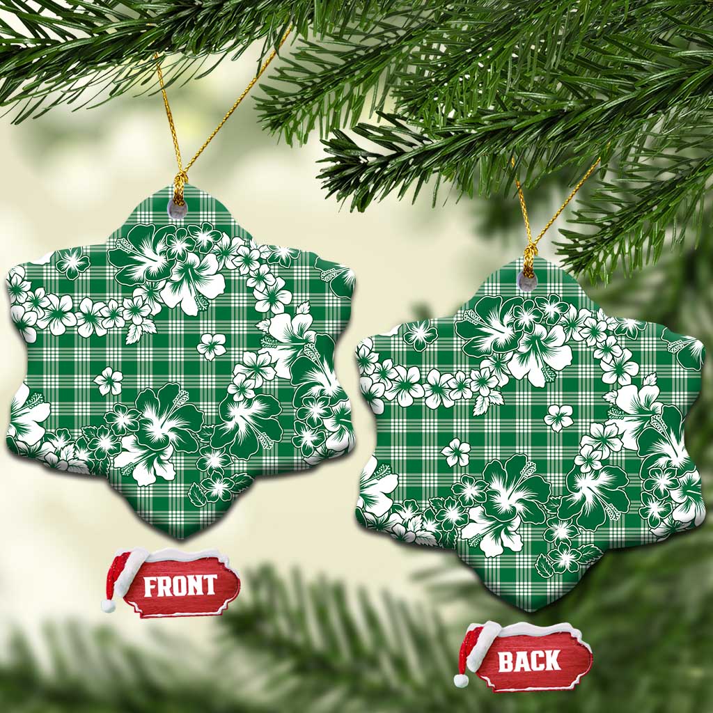 Hibiscus Pakala Emerald Green Ceramic Ornament Tropical Floral Stylized LT01 Snow Flake Green - Polynesian Pride