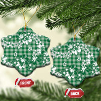 Hibiscus Pakala Emerald Green Ceramic Ornament Tropical Floral Stylized LT01 Snow Flake Green - Polynesian Pride