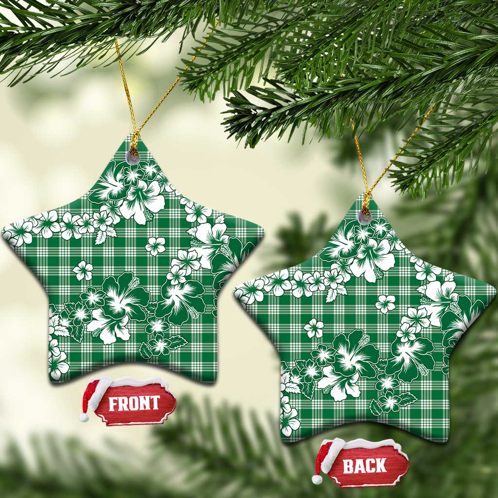 Hibiscus Pakala Emerald Green Ceramic Ornament Tropical Floral Stylized LT01 Star Green - Polynesian Pride