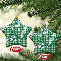Hibiscus Pakala Emerald Green Ceramic Ornament Tropical Floral Stylized LT01 Star Green - Polynesian Pride