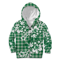 Hibiscus Pakala Emerald Green Kid Hoodie Tropical Floral Stylized LT01 Zip Hoodie Green - Polynesian Pride