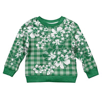 Hibiscus Pakala Emerald Green Kid Ugly Christmas Sweater Tropical Floral Stylized LT01 Kid Green - Polynesian Pride