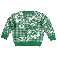 Hibiscus Pakala Emerald Green Kid Ugly Christmas Sweater Tropical Floral Stylized LT01 - Polynesian Pride