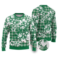 Hibiscus Pakala Emerald Green Ugly Christmas Sweater Tropical Floral Stylized LT01 Green - Polynesian Pride