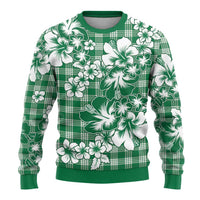 Hibiscus Pakala Emerald Green Ugly Christmas Sweater Tropical Floral Stylized LT01 - Polynesian Pride