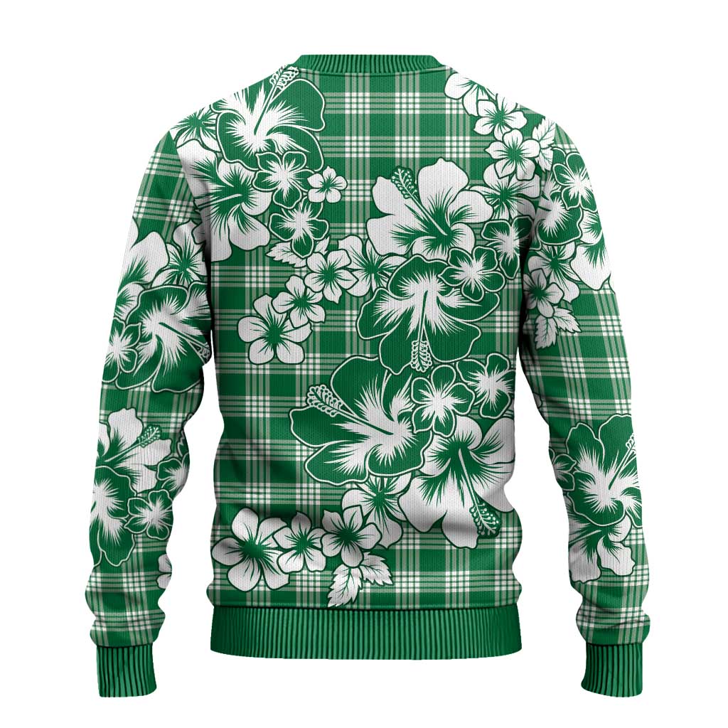 Hibiscus Pakala Emerald Green Ugly Christmas Sweater Tropical Floral Stylized LT01 - Polynesian Pride