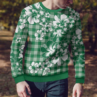 Hibiscus Pakala Emerald Green Ugly Christmas Sweater Tropical Floral Stylized LT01 - Polynesian Pride