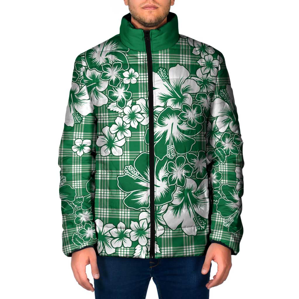 Hibiscus Pakala Emerald Green Padded Jacket Tropical Floral Stylized LT01 Men Green - Polynesian Pride