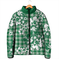 Hibiscus Pakala Emerald Green Padded Jacket Tropical Floral Stylized LT01 - Polynesian Pride
