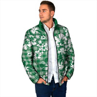 Hibiscus Pakala Emerald Green Padded Jacket Tropical Floral Stylized LT01 - Polynesian Pride