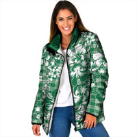 Hibiscus Pakala Emerald Green Padded Jacket Tropical Floral Stylized LT01 Women Green - Polynesian Pride