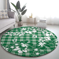Hibiscus Pakala Emerald Green Round Carpet Tropical Floral Stylized LT01 - Polynesian Pride