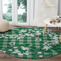 Hibiscus Pakala Emerald Green Round Carpet Tropical Floral Stylized LT01 - Polynesian Pride