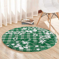 Hibiscus Pakala Emerald Green Round Carpet Tropical Floral Stylized LT01 - Polynesian Pride
