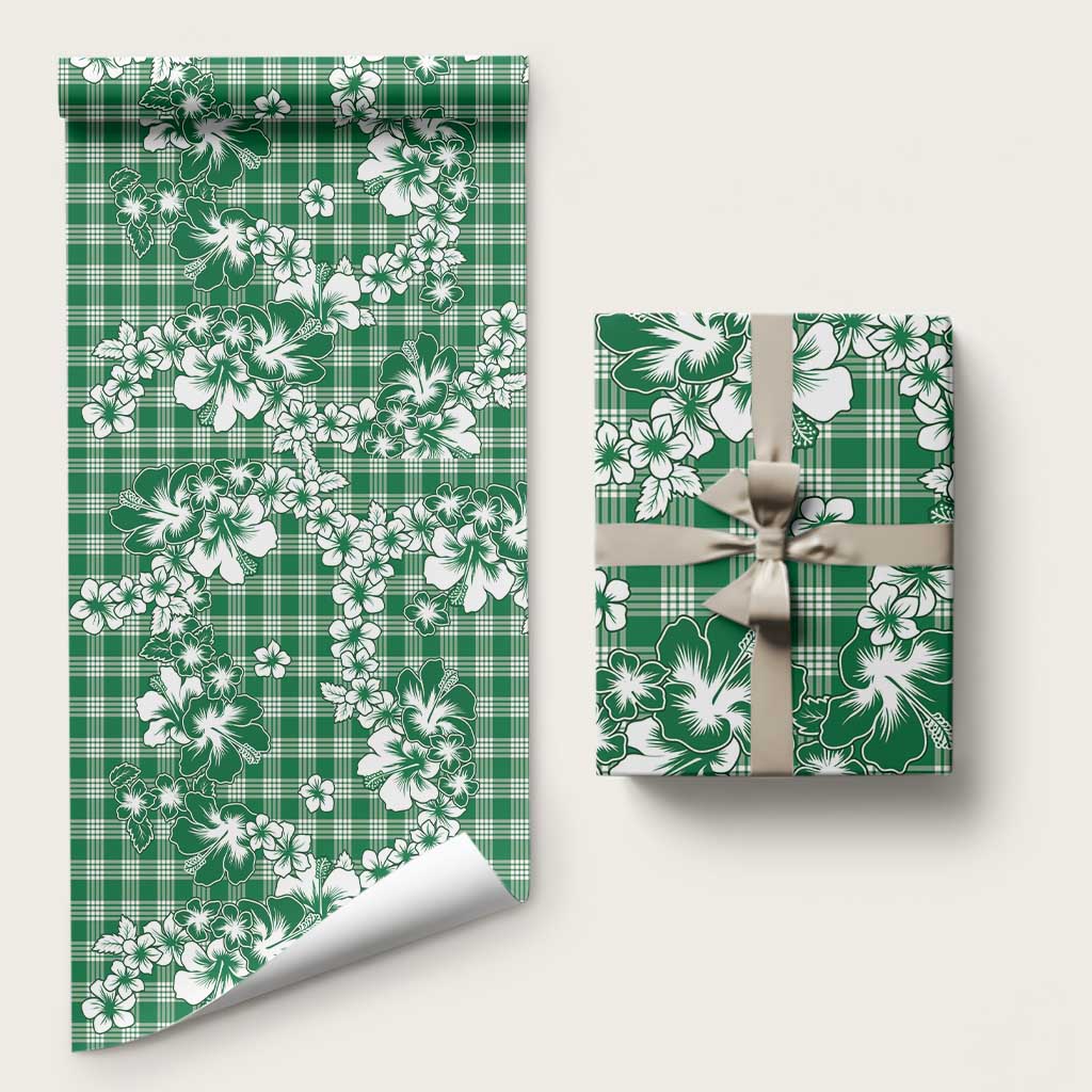 Hibiscus Pakala Emerald Green Wrapping Paper Tropical Floral Stylized LT01 58" × 23" Green - Polynesian Pride