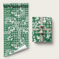 Hibiscus Pakala Emerald Green Wrapping Paper Tropical Floral Stylized LT01 58" × 23" Green - Polynesian Pride