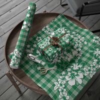 Hibiscus Pakala Emerald Green Wrapping Paper Tropical Floral Stylized LT01 - Polynesian Pride