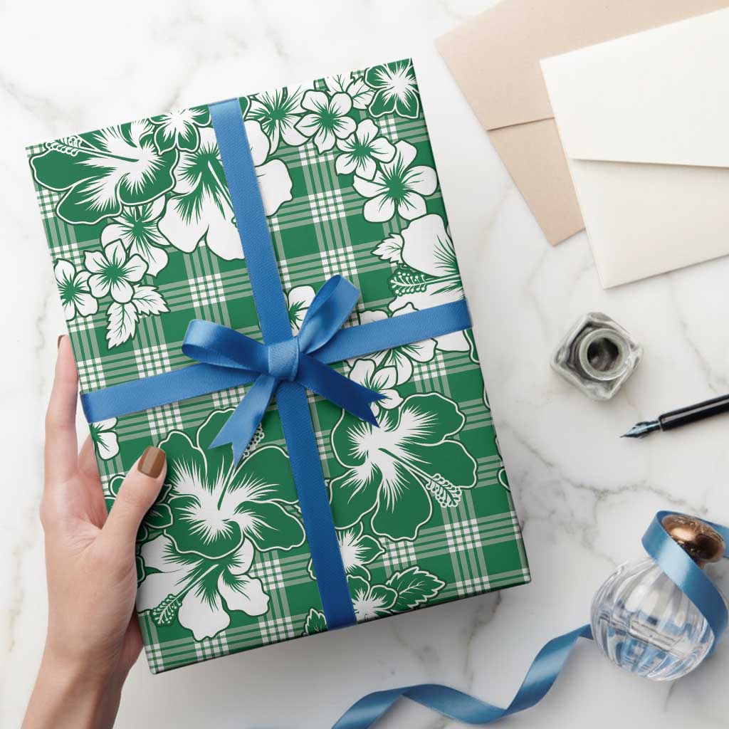 Hibiscus Pakala Emerald Green Wrapping Paper Tropical Floral Stylized LT01 - Polynesian Pride