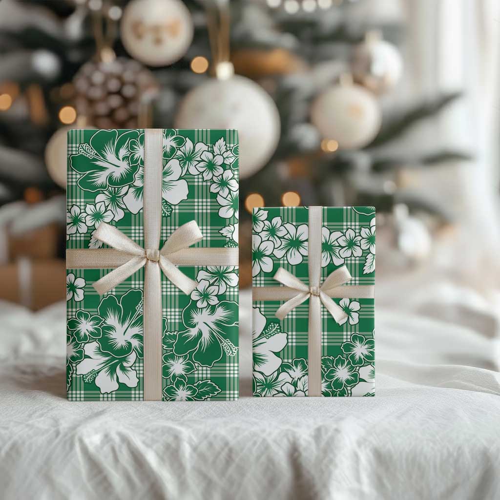 Hibiscus Pakala Emerald Green Wrapping Paper Tropical Floral Stylized LT01 - Polynesian Pride
