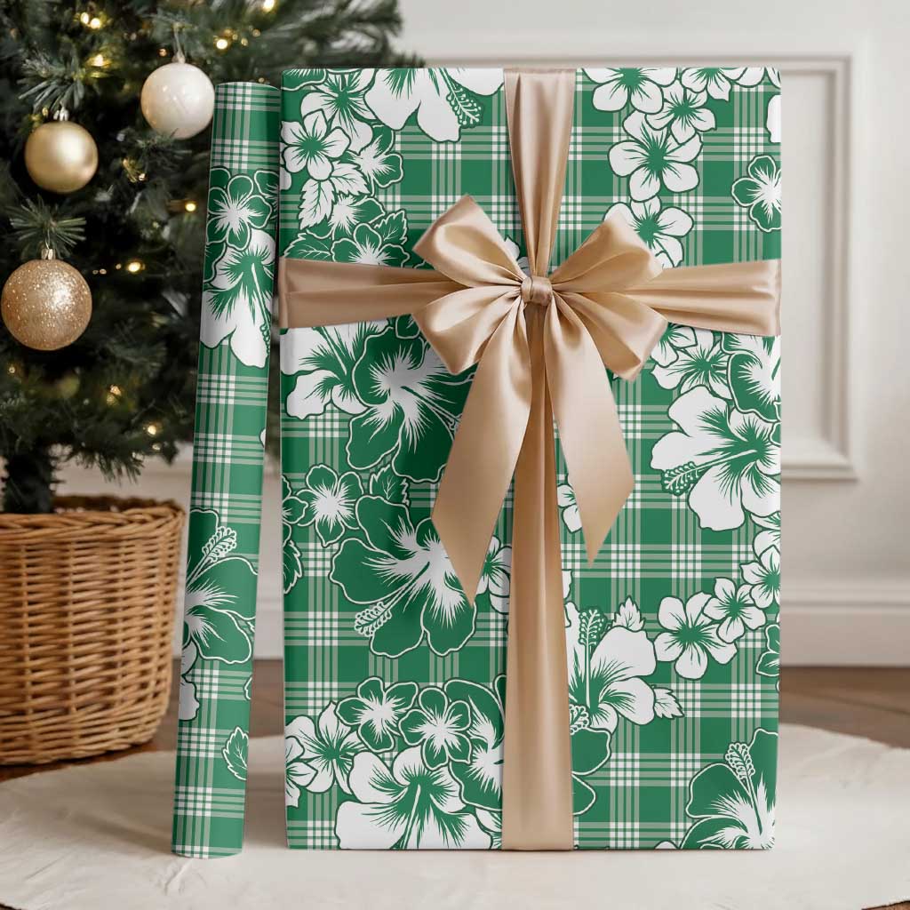 Hibiscus Pakala Emerald Green Wrapping Paper Tropical Floral Stylized LT01 - Polynesian Pride